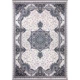 Abiding Lacivert Oryantal Modern Geometrik Etnik Desenli Boho Makinada Yıkanabilir Hav Toz Vermez Leke Tutmaz Kaymaz Taban Dijital Makine Baskı Halı Oturma Odası Salon Yolluk Koridor Mutfak Halısı