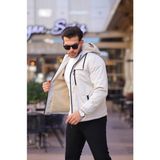 Abillita Bej Renk Erkek Kışlık Kürklü Mont Soğuk ve Rüzgar Geçirmez