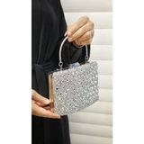 Abiye Çanta Kadın Taşlı Abiye Clutch Portföy Çanta GP1111ABİYE - Gümüş
