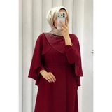 Abiye Diyarı Velisa Taş Detaylı Krep Kumaş Tesettür Abiye- Bordo - 48