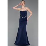 Abiyefon Su Yolu Straplez Balen Korse Detay Abiye Elbise ABU5747 - 40 - Lacivert