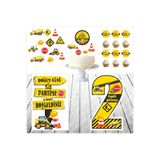abjad İnşaat Doğum Günü Masa Panosu / Pasta Süsü Seti 2 Yaş