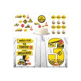 abjad İnşaat Doğum Günü Masa Panosu / Pasta Süsü Seti 3 Yaş