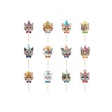 abjad Kedi Temalı 12 Parça Cupcake Topper Pasta Süsü Doğum Günü Parti Malzemesi