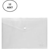 Abka 12 Adet A4 Şeffaf Çıtçıtlı Dosya Tasarım ile Hepsi İçin