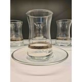 Abka Kristal Paşabahçe Gümüş Yaldızlı Çay Seti Bilezik Platin - 12 Adet