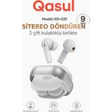 Ablosuz Bluetooth 5.3 Kulaklık – 9 Saat Kullanım, Döner Şarj Kutusu, 2 Çift Kulaklık Dahil - Beyaz