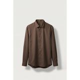 Abluka Online Ablukaonline Erkek Slim Fit Pamuk Klasik Yaka Uzun Kollu Gömlek Kahverengi