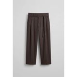 Abluka Online Erkek Baggy Fit Kemer Detaylı Gabardin Kumaş Pantolon Koyu Kahve - S