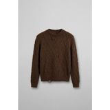 Abluka Online Erkek Desenli Oversize Triko Kazak Kahverengi - XL