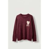 Abluka Online Erkek Desenli Oversize Triko Kazak Mürdüm - XL