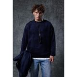 Abluka Online Erkek Dokulu Oversize Kazak Lacivert - XL