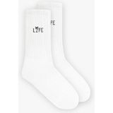 Abluka Online Erkek Life Baskılı Uzun Kolej Tenis Çorap Beyaz - Standart