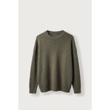 Abluka Online Erkek Oversize Bisiklet Yaka Fitilli Triko Kazak Haki - M
