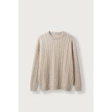 Abluka Online Erkek Oversize Burgu Örgü Bisiklet Yaka Triko Kazak Bej - XL