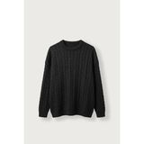 Abluka Online Erkek Oversize Burgu Örgü Bisiklet Yaka Triko Kazak Siyah - XL