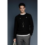 Abluka Online Erkek Oversize Desenli Triko Kazak Siyah - M
