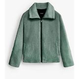 Abluka Online Erkek Oversize Dik Yaka Peluş Ceket Haki Yeşil