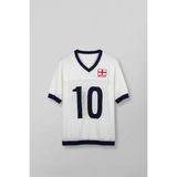 Abluka Online Erkek Oversize Futbol V Yaka Triko Forma T-Shirt Ekru - XL