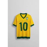 Abluka Online Erkek Oversize Futbol V Yaka Triko Forma T-Shirt Sarı