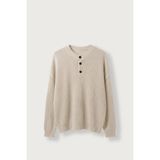 Abluka Online Erkek Oversize Henley Yaka Triko Kazak Bej