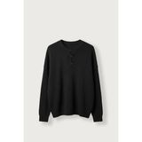 Abluka Online Erkek Oversize Henley Yaka Triko Kazak Siyah - M