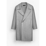 Abluka Online Erkek Oversize İtalyan Kaşe Kaban Gri - M