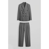 Abluka Online Erkek Oversize Kruvaze Modern Takım Elbise Antrasit - 090Antrasit - Dropsuz - XL