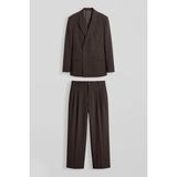 Abluka Online Erkek Oversize Kruvaze Modern Takım Elbise Kahverengi - Dropsuz - XL