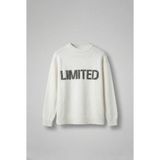Abluka Online Erkek Oversize Limited Kabartma Baskılı Triko Kazak Ekru