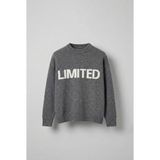 Abluka Online Erkek Oversize Limited Kabartma Baskılı Triko Kazak Füme