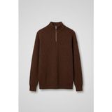 Abluka Online Erkek Oversize Yarım Fermuarlı Kazak Kahve Renkli Casual Stil ile Modern Kullanım