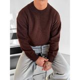 Abluka Online Erkek Oversize Yumuşak Dokulu Kazak Kahverengi - XL