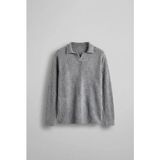 Abluka Online Erkek Polo Yaka Yumuşak Dokulu Oversize Kazak Gri