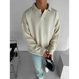 Abluka Online Erkek Polo Yaka Yumuşak Dokulu Oversize Kazak Taş