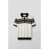 Abluka Online Erkek Regular Fit Çizgili Havlu Triko Polo Yaka T-Shirt Ekru Kahverengi - Ekru - Kahverengi