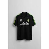 Abluka Online Erkek Regular Fit Nakış Detaylı Polo Yaka Forma T-Shirt Siyah - XL