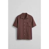 Abluka Online Erkek Relaxed Fit Kısa Kollu Cepli Tencel Gömlek Bordo
