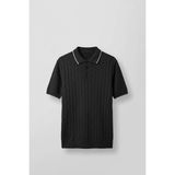 Abluka Online Erkek Relaxed Fit Pamuklu Havlu Polo Yaka Triko T-Shirt Siyah