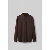 Abluka Online Erkek Relaxed Minimal Nakışlı Basic Tencel Gömlek Kahverengi