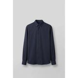 Abluka Online Erkek Relaxed Minimal Nakışlı Basic Tencel Gömlek Lacivert - XL