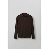Abluka Online Erkek Slim Fit Polo Yaka Fitilli Örme Triko Kazak Kahverengi
