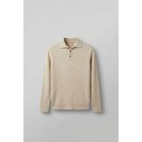 Abluka Online Erkek Slim Fit Polo Yaka Fitilli Örme Triko Kazak Taş Rengi