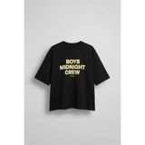 Abluka Online Siyah Erkek Boxy Fit Bisiklet Yaka Yazı Baskılı T-Shirt