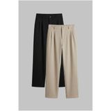 ablukaonline Erkek Baggy Fit 2'Li Kumaş Pantolon Siyah Bej