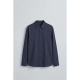 ablukaonline Erkek Oversize Çizgili Boxy Fit Uzun Kollu Gömlek Lacivert