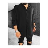 ablukaonline Erkek Oversize Düğmeli Gömlek Siyah