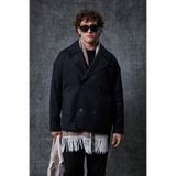 ablukaonline Erkek Oversize Kruvaze Kaban Siyah