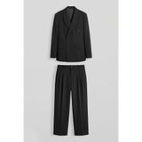 ablukaonline Erkek Oversize Kruvaze Modern Takım Elbise Siyah