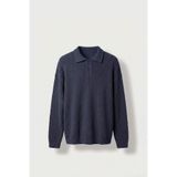 ablukaonline Erkek Oversize Polo Yaka Düğmeli Fitilli Triko Kazak Lacivert